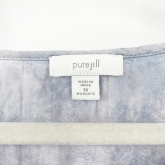 J. Jill Pure Jill Womens 100% Cotton Boho Tie Dye Embroidered Blouse Size‎ 2X - Picture 4 of 8